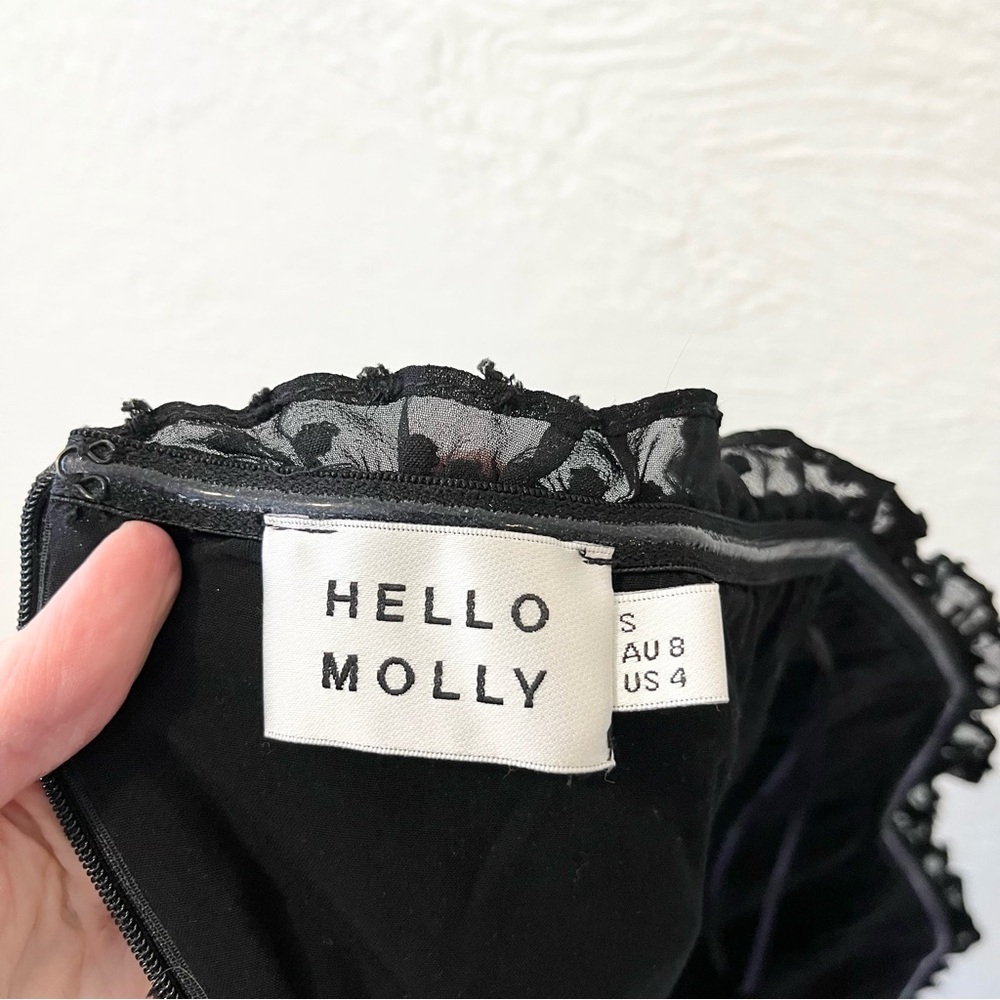 Hello Molly Dress Black Ruffle Mini Small S - Picture 6 of 8